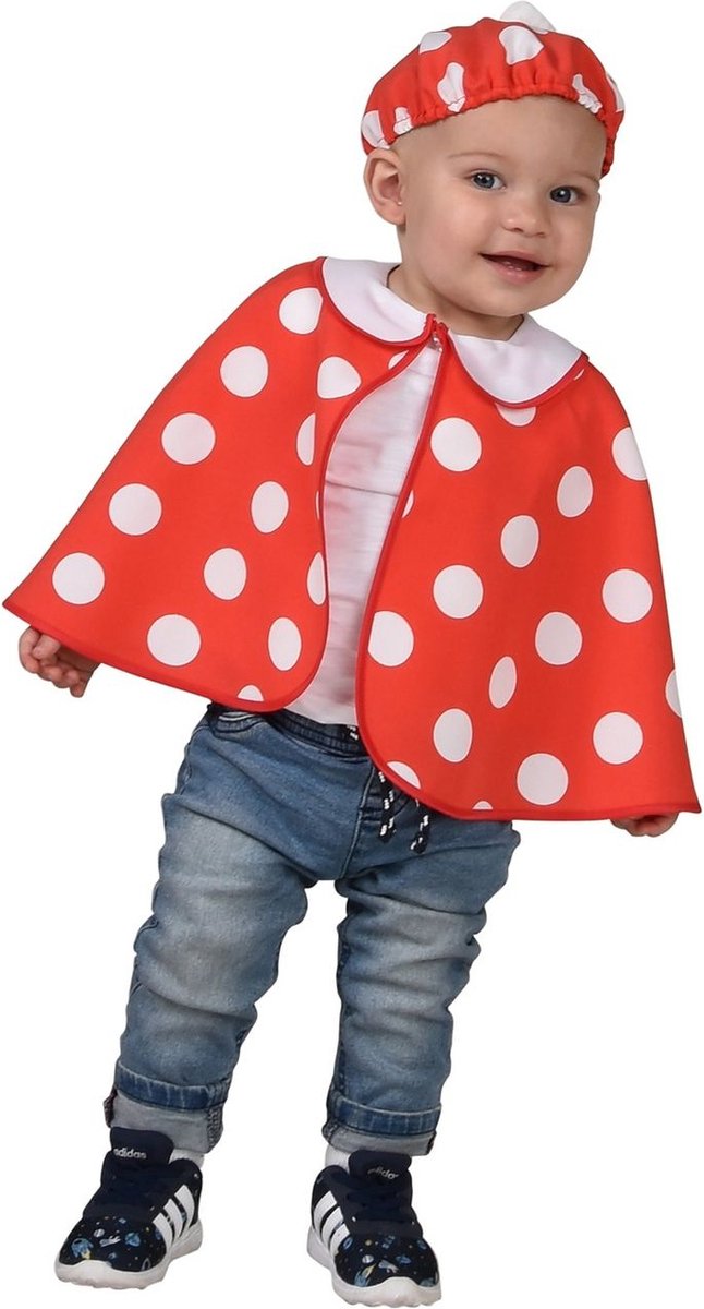 Natuur Groente & Fruit Kostuum | Vliegenzwam Rood Met Witte Stippen Bos Kind Kostuum | One Size | Carnaval kostuum | Verkleedkleding